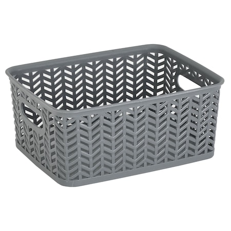 Simplify Storage Bin, Plastic, Grey, 13.7 in H, 11.4 in W, 13.7 in L 25169-GREY